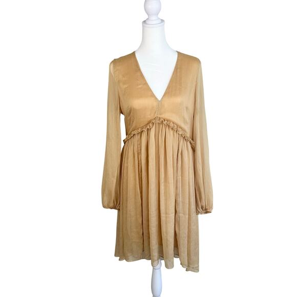 H&M Chiffon Ruffle Mini Dress Hi-Low Hem Medium - Picture 7 of 10